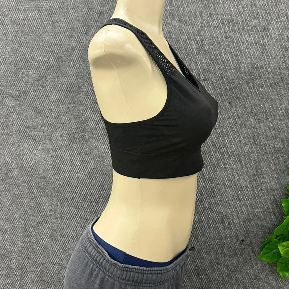 PINK Victoria's Secret Black Mesh Racerback Lightly Lined Sports Bra Large